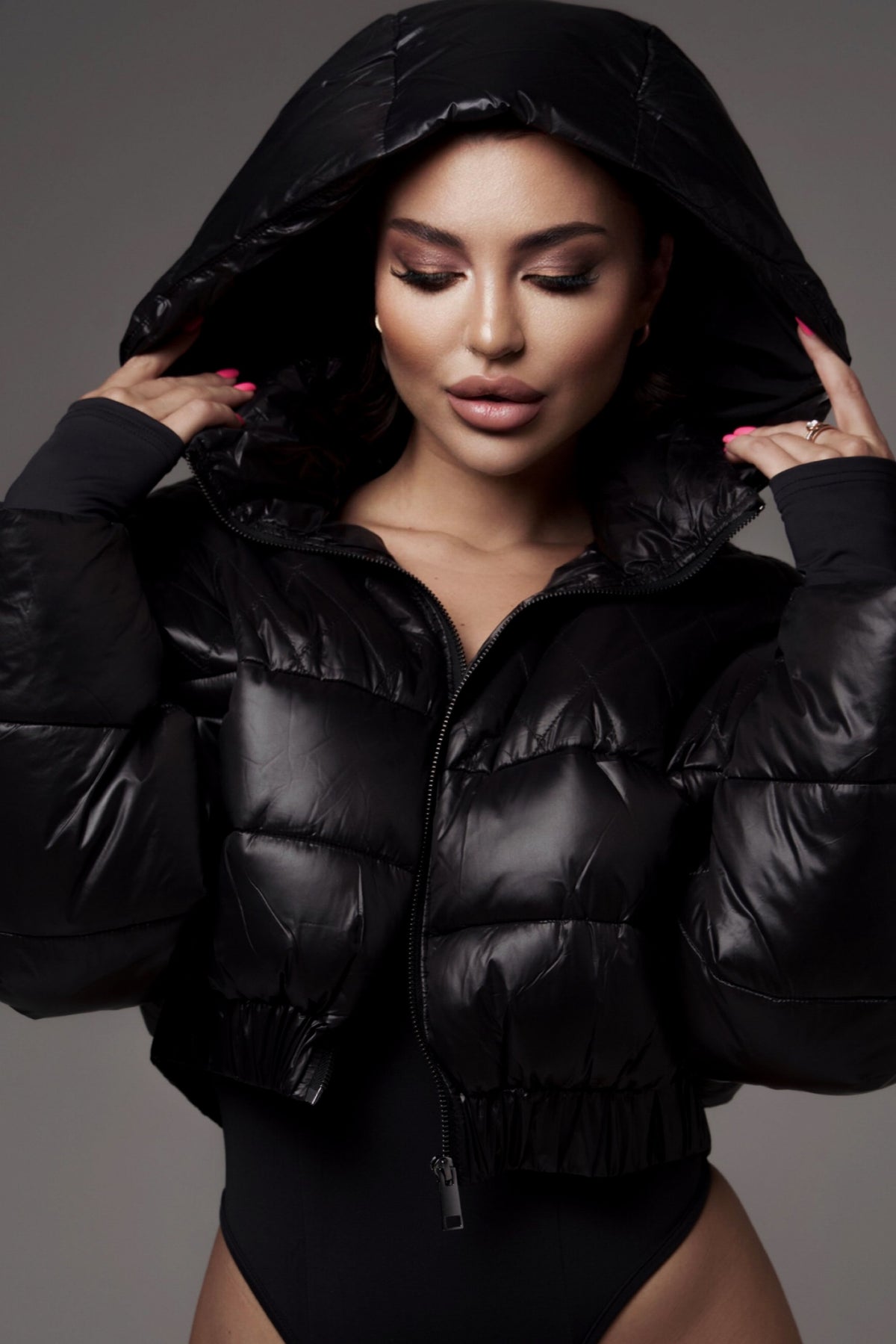 Emerge Diamond Quilted Puffer Jacket - Black
