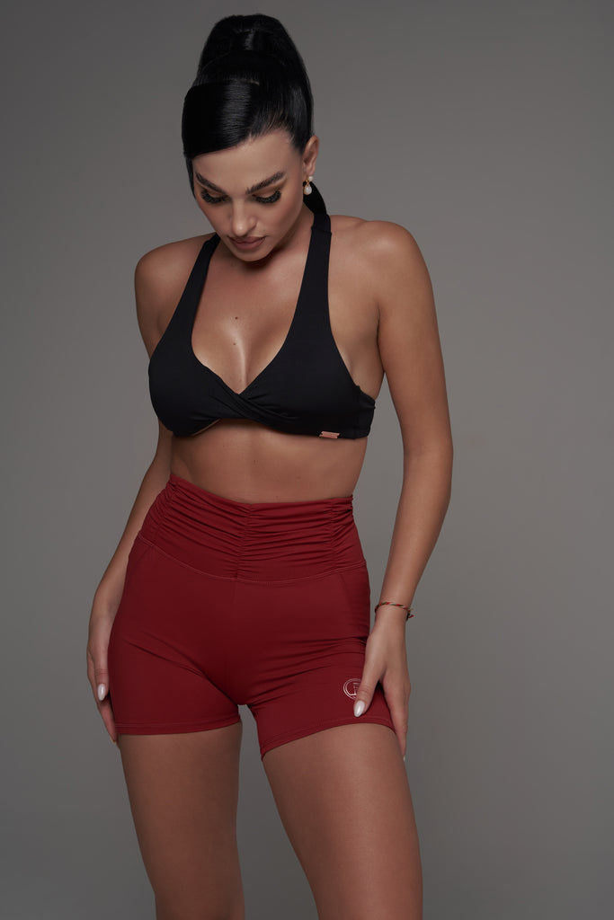 Forca Active Ruched Waistband Shorts - Crimson
