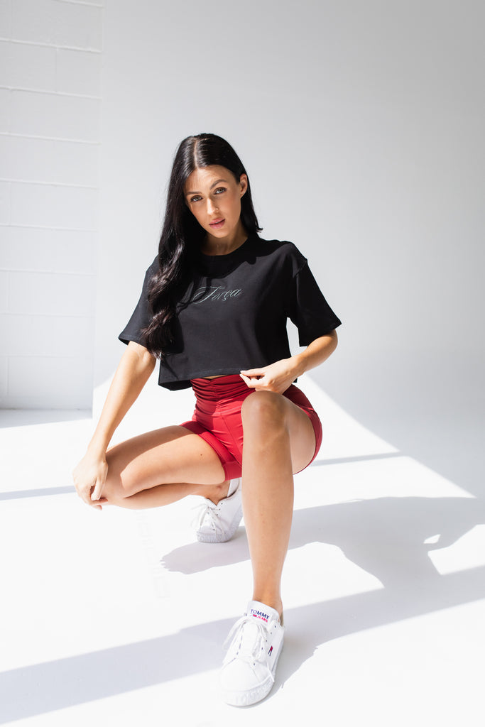 Forca Active Oversized Cropped Tee Black