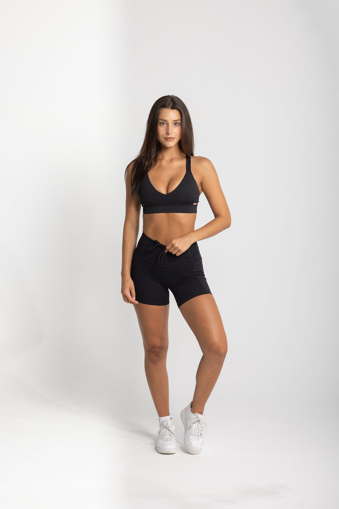 Forca Active Black Front Tie Shorts