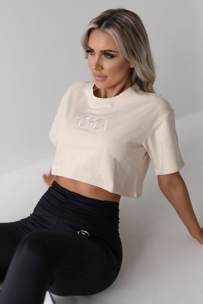 Forca Activewear Oversized Cropped Tee Cream